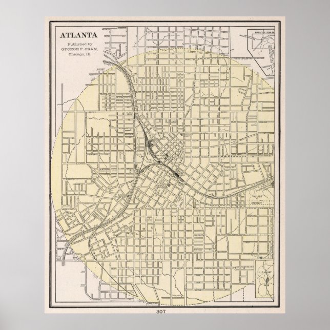 Vintage Map of Atlanta Georgia (1901) Poster (Front)