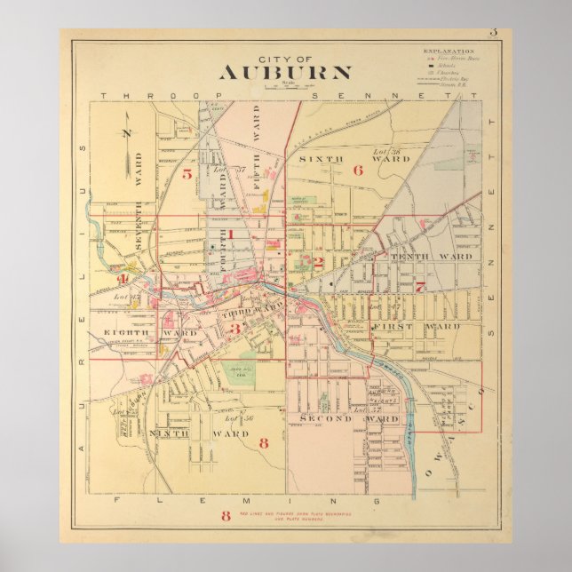 Vintage Map of Auburn NY (1904) Poster (Front)