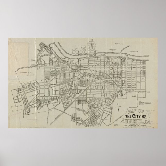 Vintage Map of Augusta GA (1913) Poster (Front)