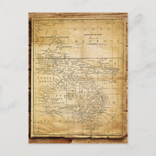 Vintage Map of Australasia Postcard