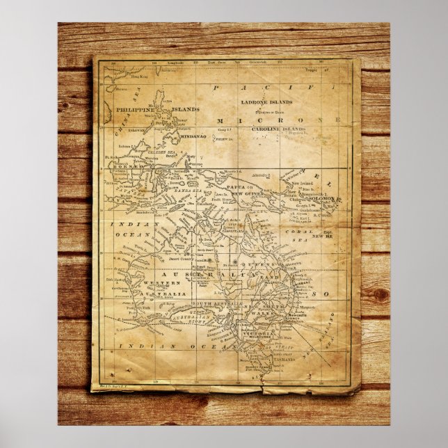 Vintage Map of Australasia Poster (Front)