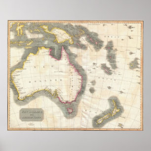 Vintage Map of Australia (1814) Poster