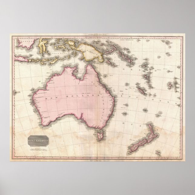 Vintage Map of Australia (1818) Poster (Front)