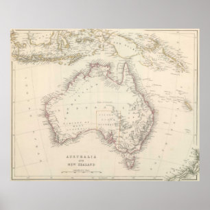 Vintage Map of Australia (1848) Poster