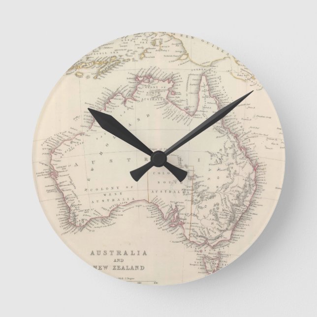 Vintage Map of Australia (1848) Round Clock (Front)