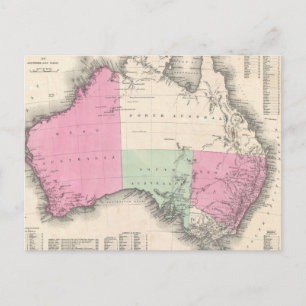 Vintage Map of Australia (1862) Postcard