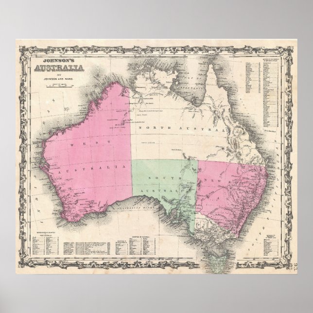 Vintage Map of Australia (1862) Poster (Front)