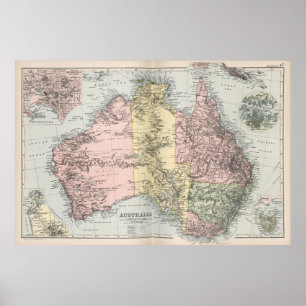 Vintage Map of Australia (1891) Poster