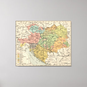 Vintage Map of Austria and Hungary (1911) Canvas Print