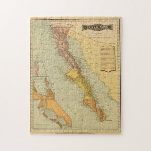 Vintage Map of Baja California (1886) Jigsaw Puzzle