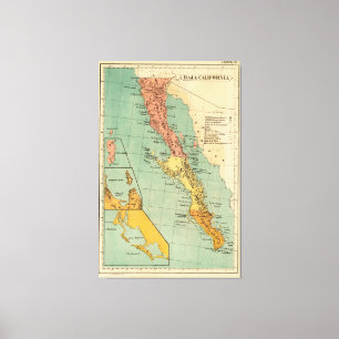 Vintage Map of Baja California (1899) Canvas Print