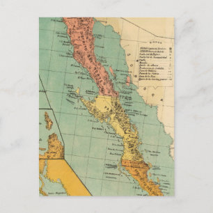 Vintage Map of Baja California (1899) Postcard