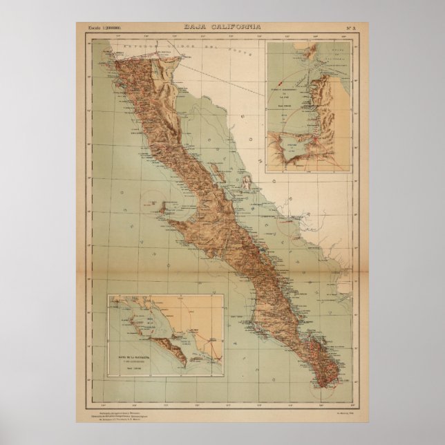 Vintage Map of Baja California (1922) Poster (Front)
