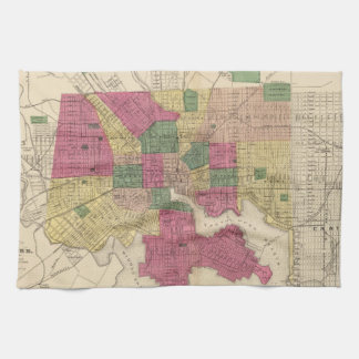 Vintage Map of Baltimore (1873) Tea Towel