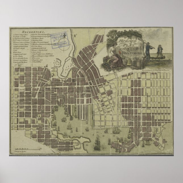 Vintage Map of Baltimore Maryland (1805) Poster (Front)