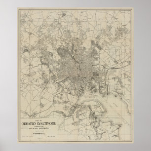 Vintage Map of Baltimore MD (1919) Poster