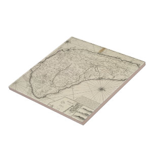 Vintage Map of Barbados (1725) Tile