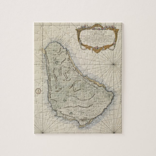 Vintage Map of Barbados (1758) Jigsaw Puzzle (Vertical)