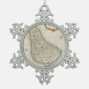 Vintage Map of Barbados (1758) Snowflake Pewter Christmas Ornament