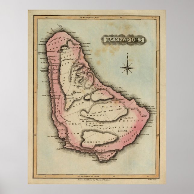 Vintage Map of Barbados (1823) Poster (Front)