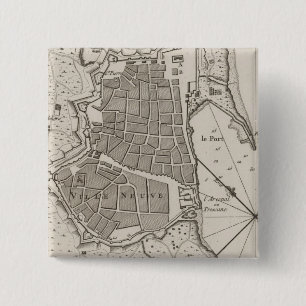 Vintage Map of Barcelona Spain (1764) 15 Cm Square Badge