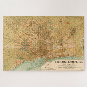 Vintage Map of Barcelona Spain (1919) Jigsaw Puzzle