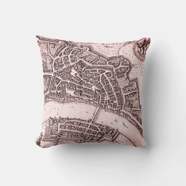 Vintage map of Basel (1642) Cushion (Front)