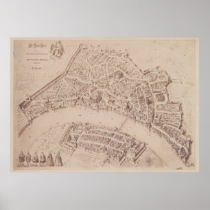 Vintage Map of Basel Switzerland (1873) Poster