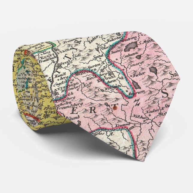 Vintage Map of Bavaria Germany (1728) Tie (Rolled)