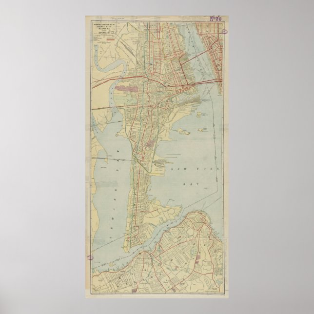 Vintage Map of Bayonne NJ (1912) Poster (Front)