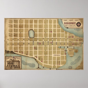 Vintage Map of Beaufort SC (1860s) Poster