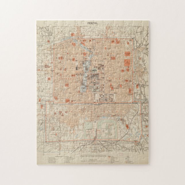 Vintage Map of Beijing China (1903) Jigsaw Puzzle (Vertical)