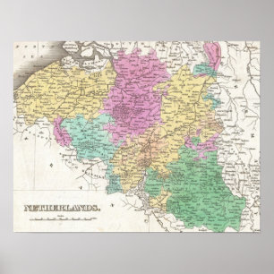 Vintage Map of Belgium (1827) Poster