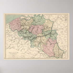 Vintage Map of Belgium (1873) Poster