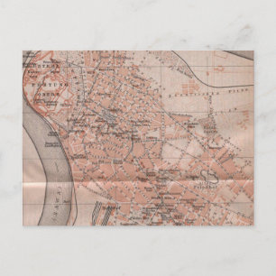 Vintage Map of Belgrade Serbia (1905) Postcard