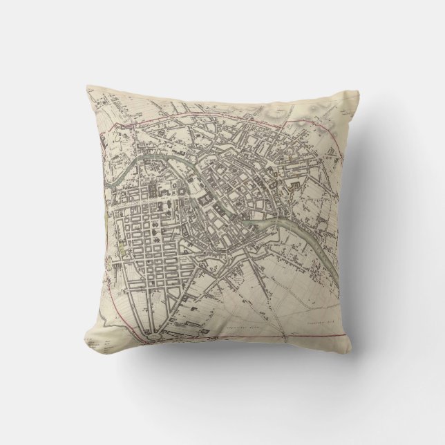 Vintage Map of Berlin (1833) Cushion (Front)