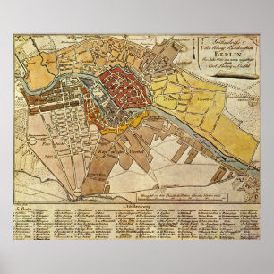Vintage Map of Berlin Germany (1789) Poster