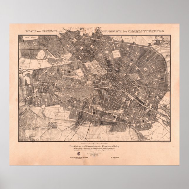 Vintage Map of Berlin Germany (1862) Poster (Front)