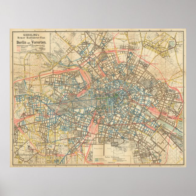 Vintage Map of Berlin Germany (1904) Poster (Front)