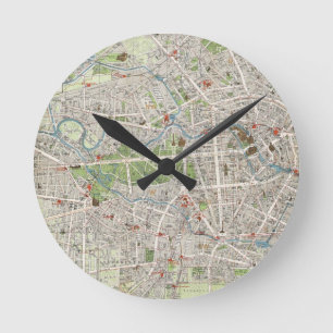 Vintage Map of Berlin Germany (1905) Round Clock
