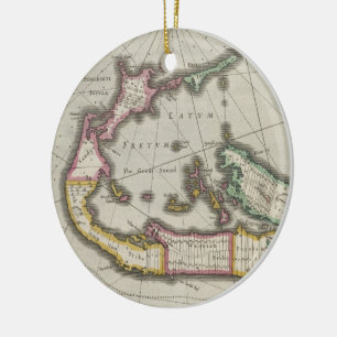 Vintage Map of Bermuda (1638) Ceramic Tree Decoration