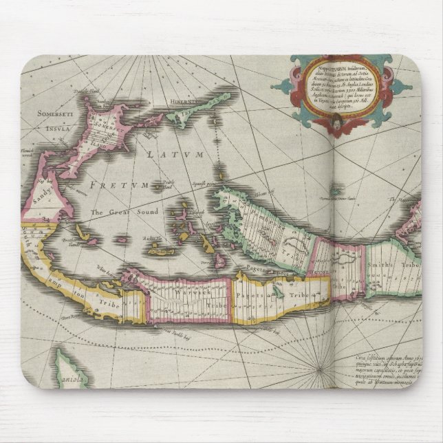 Vintage Map of Bermuda (1638) Mouse Mat (Front)