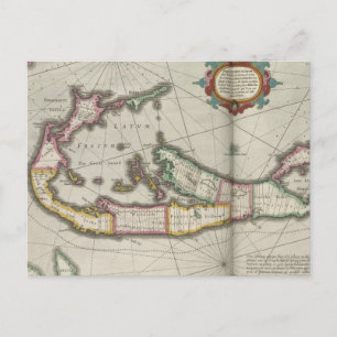 Vintage Map of Bermuda (1638) Postcard