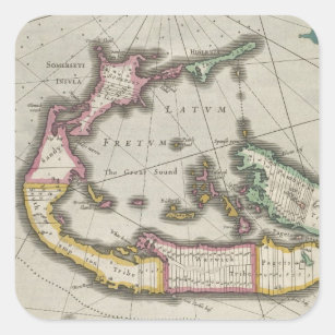 Vintage Map of Bermuda (1638) Square Sticker