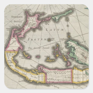 Vintage Map of Bermuda (1638) Square Sticker