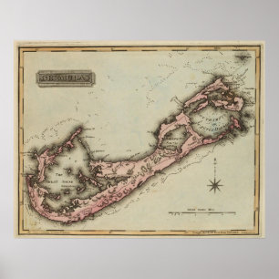 Vintage Map of Bermuda (1823) Poster