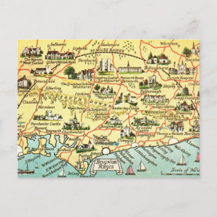 Vintage Map of Bognor England Mug Postcard