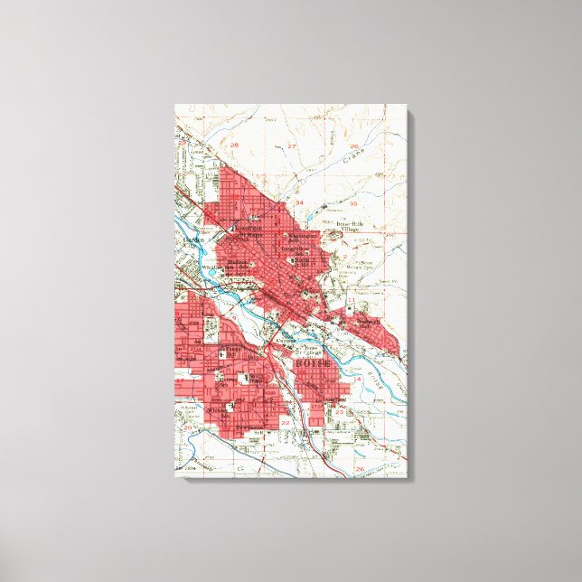 Vintage Map of Boise Idaho (1954) Canvas Print (Front)