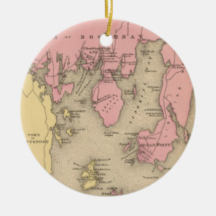 Vintage Map of Boothbay Maine (1894) Ceramic Tree Decoration