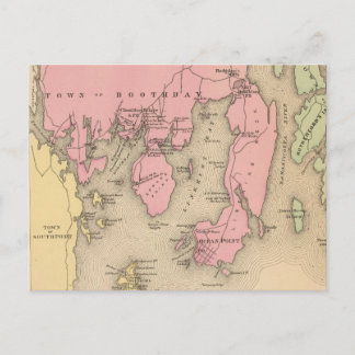 Vintage Map of Boothbay Maine (1894) Postcard